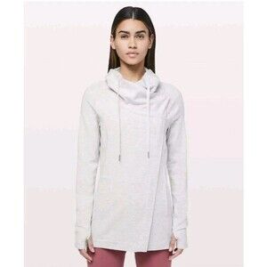 Lululemon Coast Easy Wrap Cocoon Jacket Heathered Core Ultra Light Grey Size 8